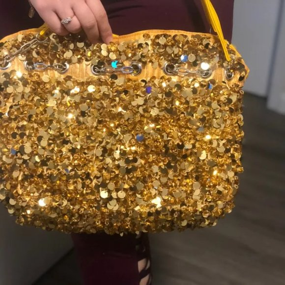 NWT Y2K Gold Sequins Tote Bag - Picture 4 of 10